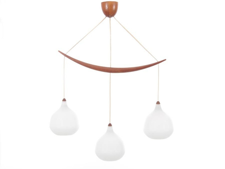 Mid-Century  modern scandinavian triple pendant lamp by Uno Christiansen