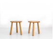 Mid-Century  modern scandinavian pair of tripode stools in pine