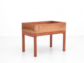 Mid-Century  modern scandinavian planter in teak and copper by Arne Wahl Iversen