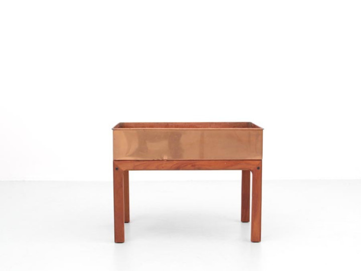 Mid-Century  modern scandinavian planter in teak and copper by Arne Wahl Iversen