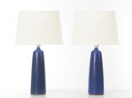 Mid-Century  modern scandinavian pair of ceramic table lamps by Palshus