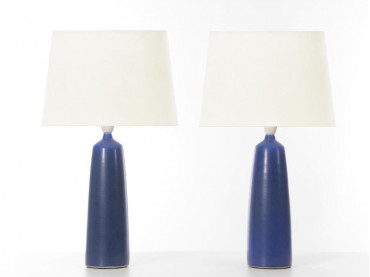 Mid-Century  modern scandinavian pair of ceramic table lamps by Palshus