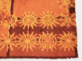 Rya rugs in wool with yellow  motifs 200x156 cm