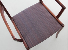 Mid-Century  modern scandinavian set of 6 chairs and 2 armchairs in Rio rosewood model Rungstelund by Ole Wanscher