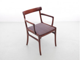 Mid-Century  modern scandinavian set of 6 chairs and 2 armchairs in Rio rosewood model Rungstelund by Ole Wanscher