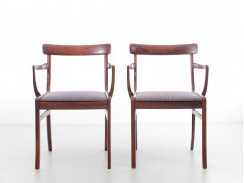 Mid-Century  modern scandinavian set of 6 chairs and 2 armchairs in Rio rosewood model Rungstelund by Ole Wanscher