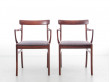 Mid-Century  modern scandinavian set of 6 chairs and 2 armchairs in Rio rosewood model Rungstelund by Ole Wanscher