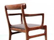 Mid-Century  modern scandinavian set of 6 chairs and 2 armchairs in Rio rosewood model Rungstelund by Ole Wanscher