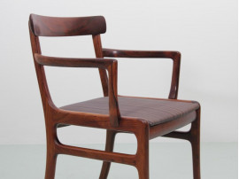 Mid-Century  modern scandinavian set of 6 chairs and 2 armchairs in Rio rosewood model Rungstelund by Ole Wanscher