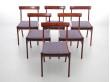 Mid-Century  modern scandinavian set of 6 chairs and 2 armchairs in Rio rosewood model Rungstelund by Ole Wanscher