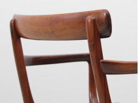 Mid-Century  modern scandinavian set of 6 chairs and 2 armchairs in Rio rosewood model Rungstelund by Ole Wanscher