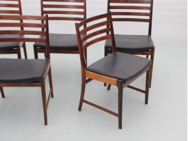 Mid-Century  modern scandinavian set of 6 chairs in Rio rosewood  by Kai Lyngfeldt Larsen