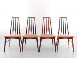 Mid-Century  modern scandinavian Danish set of 4 chairs and 2 armchairs in Rio rosewood model Eva by Niels Kofoed 