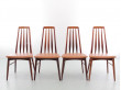 Mid-Century  modern scandinavian Danish set of 4 chairs and 2 armchairs in Rio rosewood model Eva by Niels Kofoed 