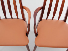 Mid-Century  modern scandinavian pair of 2 armchairs in Rio rosewood model Eva by Niels Kofoed 