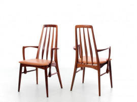 Mid-Century  modern scandinavian pair of 2 armchairs in Rio rosewood model Eva by Niels Kofoed 