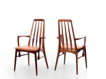 Mid-Century  modern scandinavian pair of 2 armchairs in Rio rosewood model Eva by Niels Kofoed 