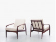 Paire de fauteuils scandinaves modèle 121 ou PaperKnive en palissandre de Rio