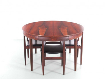 Table de repas scandinave à rallonges Dining set en palissandre de Rio model 630 + 6 chaises