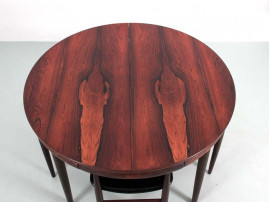 Mid-Century Modern scandinavian dining set in Rio rosewood by Hans Olsen with 6 chairs