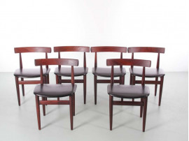 Mid-Century Modern scandinavian dining set in Rio rosewood by Hans Olsen with 6 chairs