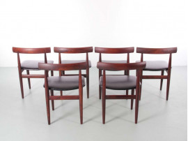 Mid-Century Modern scandinavian dining set in Rio rosewood by Hans Olsen with 6 chairs