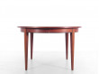 Mid-Century  modern scandinavian dining table in Rio rosewood with 3 extra leaves