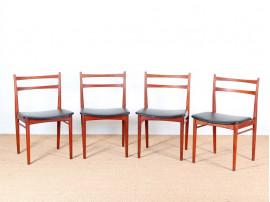 Mid-Century  modern  set of 4 dining chairs in teak by Harry Rosengren Hansen