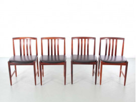 Mid-Century  modern  set of 4 dining chairs in Rio rosewood by Westnofa