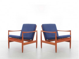 Mid-Century  modern pair of lounge chairs in teak by Skive Møbelfabrik