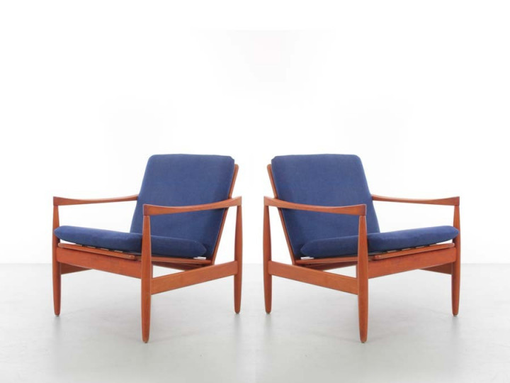 Mid-Century  modern pair of lounge chairs in teak by Skive Møbelfabrik