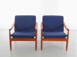 Mid-Century  modern pair of lounge chairs in teak by Skive Møbelfabrik