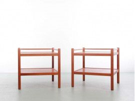 Mid-Century  modern pair of teak side tables