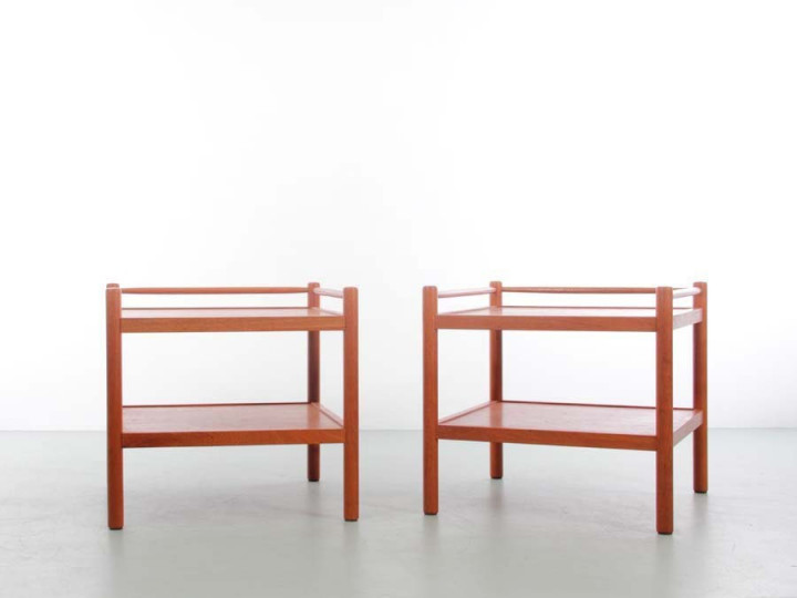 Mid-Century  modern pair of teak side tables