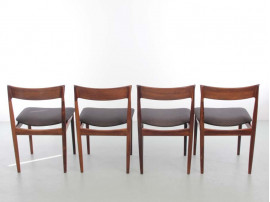 Mid-Century  modern scandinavian set of 4 chairs in teak by Harry Rosengren Hansen