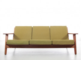 Mid-Century  modern scandinavian 3 seat sofa model GE 290 in teak by Hans Wegner