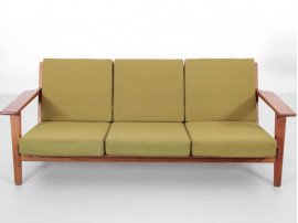 Mid-Century  modern scandinavian 3 seat sofa model GE 290 in teak by Hans Wegner