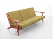 Mid-Century  modern scandinavian 3 seat sofa model GE 290 in teak by Hans Wegner