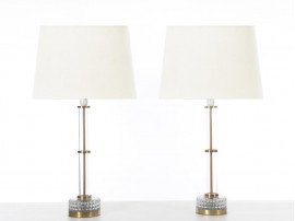 Mid century modern pair of table lamp in glass