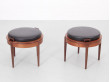 Mid-Century modern scandinavian pair of reversible Scandinavian stools in teak by BJ Hansen