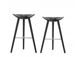 Mid-Century  modern scandinavian bar stool model ML42 black, 69 /77 cm, by Mogens Lassen, new edition.