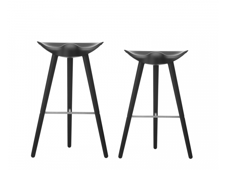 Mid-Century  modern scandinavian bar stool model ML42 black, 69 /77 cm, by Mogens Lassen, new edition.