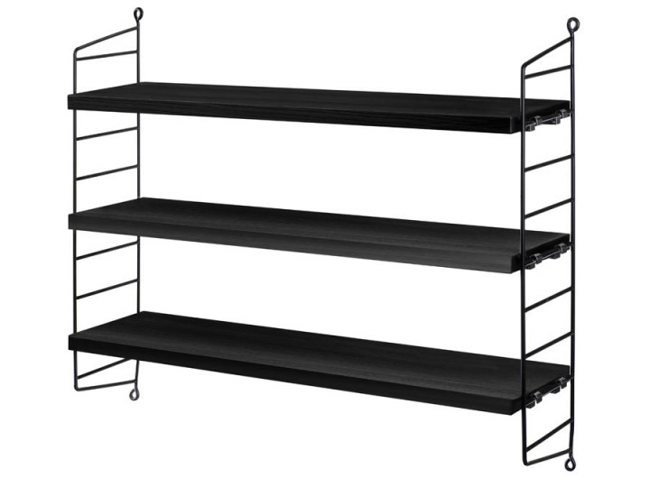 Etagère scandinave String pocket, noire nouvelle édition.
