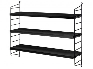 Etagère scandinave String pocket, noire nouvelle édition.