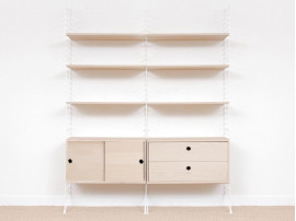 Mid-Century modern scandinavian shelves String System in oak, ash or black stained. New édition.