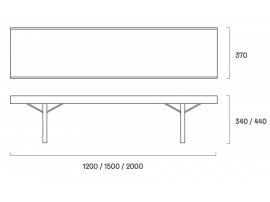 Banc scandinave Bruksbo, nouvelle édition. 120 cm.