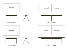 Table de réunion scandinave modèle Camelot 6250. 4 tailles disponibles. De 200 cm à 590 cm