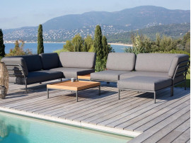 LEVEL outdoor modular Lounge Sofa. Dark Grey cushions.