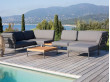 LEVEL outdoor modular Lounge Sofa. Dark Grey cushions.