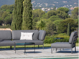 LEVEL outdoor modular Lounge Sofa. Dark Grey cushions.